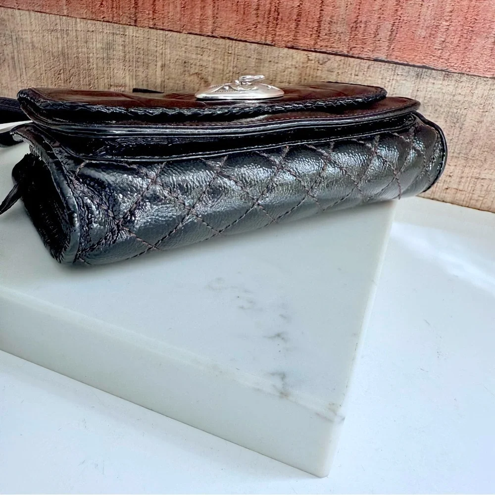 Brighton Black Quilted Croc Leather Fifth Ave Shine Organizer
